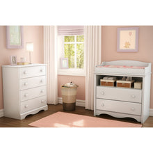 Load image into Gallery viewer, White 4 Drawer Bedroom Chest with Wooden Knobs