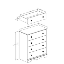 Load image into Gallery viewer, White 4 Drawer Bedroom Chest with Wooden Knobs