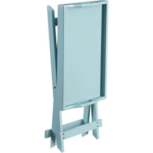 Load image into Gallery viewer, Folding TV Tray Bedside Table in Light Blue Teal Turquoise Seafoam Wood Finish