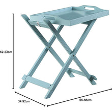 Load image into Gallery viewer, Folding TV Tray Bedside Table in Light Blue Teal Turquoise Seafoam Wood Finish