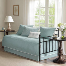 Load image into Gallery viewer, 6-Piece Farmhouse Quilted Seafoam Blue Green Teal Reversible Daybed Cover Set
