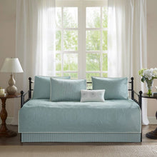 Load image into Gallery viewer, 6-Piece Farmhouse Quilted Seafoam Blue Green Teal Reversible Daybed Cover Set