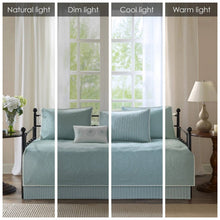 Load image into Gallery viewer, 6-Piece Farmhouse Quilted Seafoam Blue Green Teal Reversible Daybed Cover Set