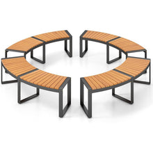 Load image into Gallery viewer, Set of 4 - Round Outdoor Metal Wood Backless Bench - Around Table Tree Fire Pit