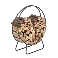 Load image into Gallery viewer, Indoor/Outdoor 2-ft. Round Black Powder-Coated Steel Firewood Log Rack