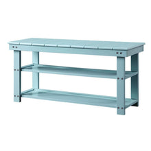Load image into Gallery viewer, Sea Foam Aqua Blue Wood 2-Shelf Shoe Rack Storage Bench for Entryway or Closet