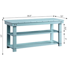 Load image into Gallery viewer, Sea Foam Aqua Blue Wood 2-Shelf Shoe Rack Storage Bench for Entryway or Closet