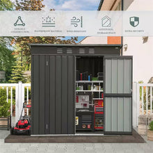 Load image into Gallery viewer, Outdoor Black Galvanized Steel Metal Storage Shed - 6ft. x 4 ft.