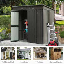 Load image into Gallery viewer, Outdoor Black Galvanized Steel Metal Storage Shed - 6ft. x 4 ft.