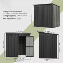 Load image into Gallery viewer, Outdoor Black Galvanized Steel Metal Storage Shed - 6ft. x 4 ft.