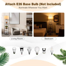 Load image into Gallery viewer, Modern Floor Lamp 3-Tier Bookcase Shelf with Round Drum Linen Lampshade