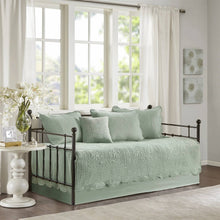 Load image into Gallery viewer, 6-Piece Farmhouse Seafoam Green Daybed Cover Bedding Set with Scalloped Edges