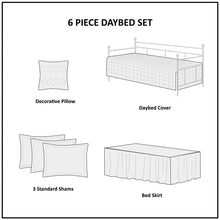 Load image into Gallery viewer, 6-Piece Farmhouse Seafoam Green Daybed Cover Bedding Set with Scalloped Edges