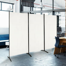 Load image into Gallery viewer, 6-Ft White 3-Panel Room Divider Screen with Steel Base and Heavy Duty Hinges