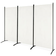 Load image into Gallery viewer, 6-Ft White 3-Panel Room Divider Screen with Steel Base and Heavy Duty Hinges