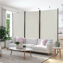 Load image into Gallery viewer, 6-Ft White 3-Panel Room Divider Screen with Steel Base and Heavy Duty Hinges