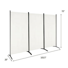 Load image into Gallery viewer, 6-Ft White 3-Panel Room Divider Screen with Steel Base and Heavy Duty Hinges