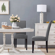 Load image into Gallery viewer, Set of 2 Grey Linen Upholstered Nailhead Dining Chair - 330 lbs. Weight Capacity