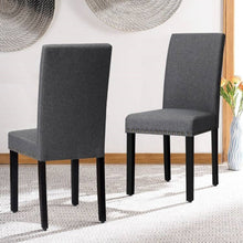 Load image into Gallery viewer, Set of 2 Grey Linen Upholstered Nailhead Dining Chair - 330 lbs. Weight Capacity