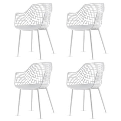 Set of 4 Modern Mid-Century White Mesh Dining Chair with Ergonomic Backrest
