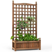 Load image into Gallery viewer, Solid Wood Farmhouse Garden Planter Box with 48-inch High Trellis