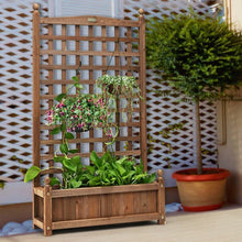 Load image into Gallery viewer, Solid Wood Farmhouse Garden Planter Box with 48-inch High Trellis