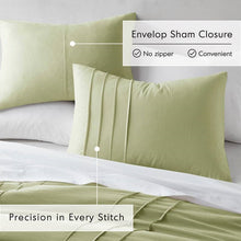 Load image into Gallery viewer, King size Microfiber Pleated Lightweight Soft Comforter Set in Sage Green