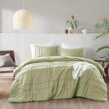 Load image into Gallery viewer, Twin/Twin XL Microfiber Pleated Lightweight Soft Comforter Set in Sage Green