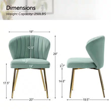 Load image into Gallery viewer, Sage Green Velvet Upholstered Wingback Accent Side Chair with Gold Metal Legs
