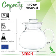 Load image into Gallery viewer, 1.5 Quart Glass Teapot Tea Kettle for Stove Top