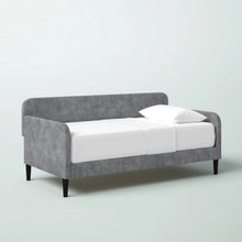 Load image into Gallery viewer, Twin size Modern Grey Silver Velvet Upholstered Daybed