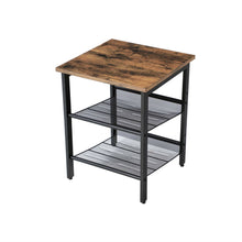 Load image into Gallery viewer, Set of 2 Side Table Nightstand with Medium Wood Finish Top and Mesh Shelves