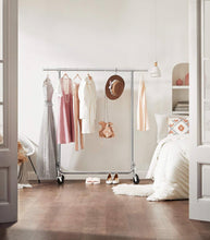 Load image into Gallery viewer, Heavy Duty Metal Tube Clothes Garment Rack on Wheels with 286 lb. Capacity