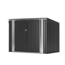 Load image into Gallery viewer, Outdoor Black Galvanized Steel Trash Can Storage Shed - Holds 2 Garbage Bins