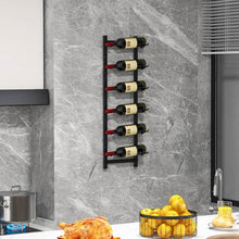 Load image into Gallery viewer, Simple Black Metal Wall Mounted 6-Bottle Wine Rack