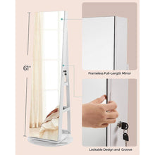 Load image into Gallery viewer, White Jewelry Cabinet Armoire Organizer Freestanding Rotating Mirror