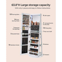 Load image into Gallery viewer, White Jewelry Cabinet Armoire Organizer Freestanding Rotating Mirror