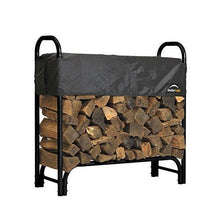 Load image into Gallery viewer, Outdoor Firewood Rack 4-Ft Steel Frame Wood Log Storage with Cover