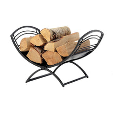 Load image into Gallery viewer, Black Metal Indoor Outdoor Farmhouse Firewood Holder Log Rack