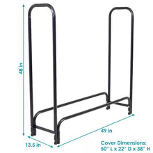 Load image into Gallery viewer, Indoor/Outdoor 4-Ft. Black Metal Firewood Rack with Cover