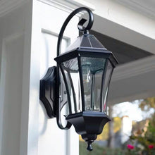 Load image into Gallery viewer, Outdoor Farmhouse Solar Wall Light in Black Finish - 150 Lumens