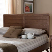 Load image into Gallery viewer, Queen size Farmhouse Headboard in Rustic Brown Walnut Wood Finish