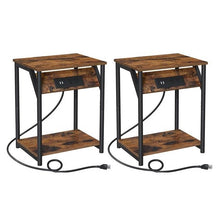 Load image into Gallery viewer, Set of 2 -  Nightstand End Tables Charging Station with 2 USB ports