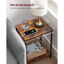Load image into Gallery viewer, Set of 2 -  Nightstand End Tables Charging Station with 2 USB ports