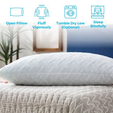 Load image into Gallery viewer, Set of 2 - Shredded Memory Foam Bed Pillows with 2 Pillowcases - Standard size