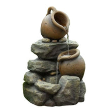 Load image into Gallery viewer, Outdoor Garden Polyresin Rock and Pitchers Waterfall Fountain with Pump