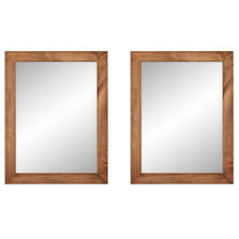 Load image into Gallery viewer, Set of 2 Modern Farmhouse Mirror Set Distressed Brown Wood Frame 31 x 24 inch