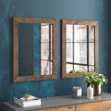 Load image into Gallery viewer, Set of 2 Modern Farmhouse Mirror Set Distressed Brown Wood Frame 31 x 24 inch