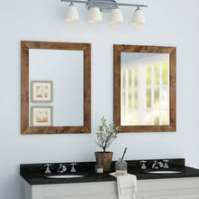 Load image into Gallery viewer, Set of 2 Modern Farmhouse Mirror Set Distressed Brown Wood Frame 31 x 24 inch