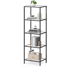 Load image into Gallery viewer, Black Metal Frame Glass Shelf Bookcase 4-Shelves Shelving Unit